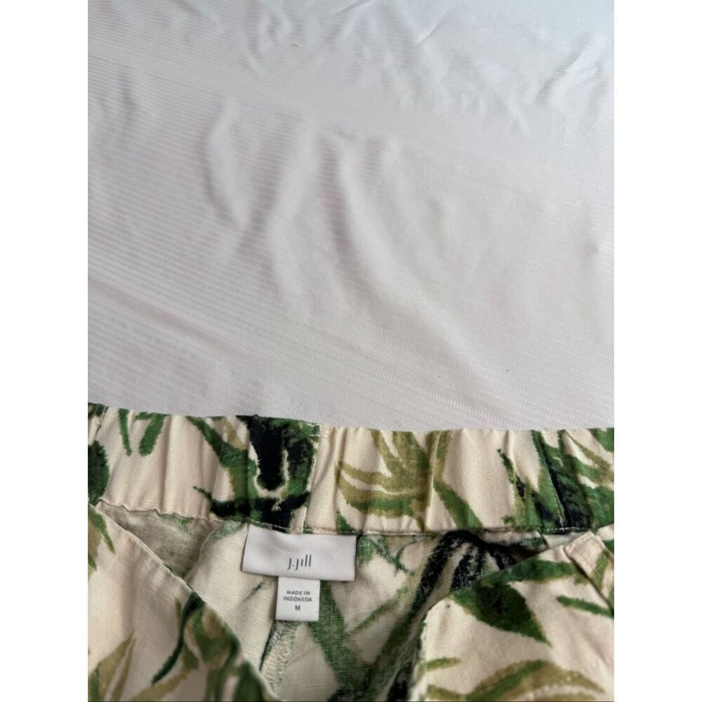 J. Jill Pants Womens Medium Green Floral Linen Blend Straight Leg Pull On - Picture 6 of 7